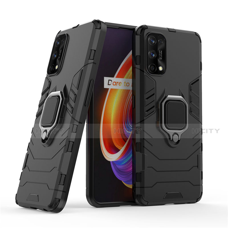 Funda Bumper Silicona y Plastico Mate Carcasa con Magnetico Anillo de dedo Soporte para Realme 7 Pro