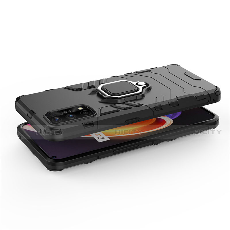 Funda Bumper Silicona y Plastico Mate Carcasa con Magnetico Anillo de dedo Soporte para Realme 7 Pro