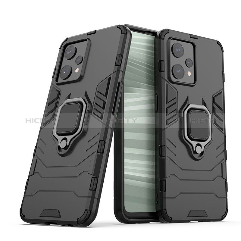 Funda Bumper Silicona y Plastico Mate Carcasa con Magnetico Anillo de dedo Soporte para Realme 9 Pro+ Plus 5G