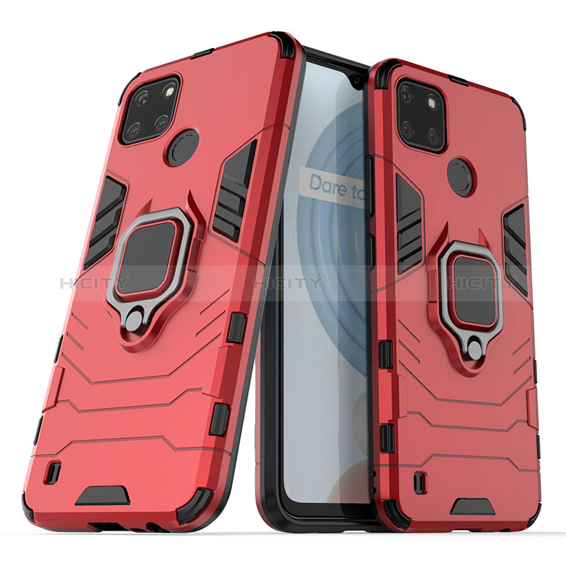 Funda Bumper Silicona y Plastico Mate Carcasa con Magnetico Anillo de dedo Soporte para Realme C21Y