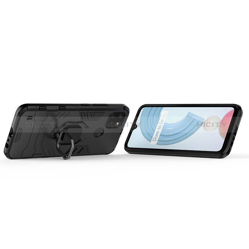 Funda Bumper Silicona y Plastico Mate Carcasa con Magnetico Anillo de dedo Soporte para Realme C21Y