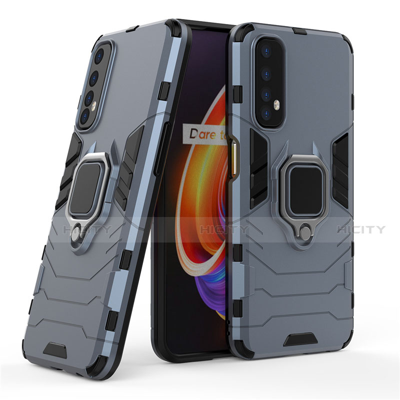 Funda Bumper Silicona y Plastico Mate Carcasa con Magnetico Anillo de dedo Soporte para Realme Narzo 30 4G