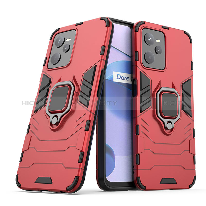 Funda Bumper Silicona y Plastico Mate Carcasa con Magnetico Anillo de dedo Soporte para Realme Narzo 50A Prime