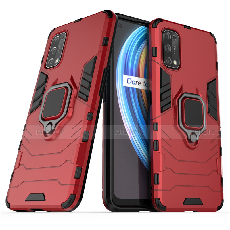 Funda Bumper Silicona y Plastico Mate Carcasa con Magnetico Anillo de dedo Soporte para Realme Q2 Pro 5G