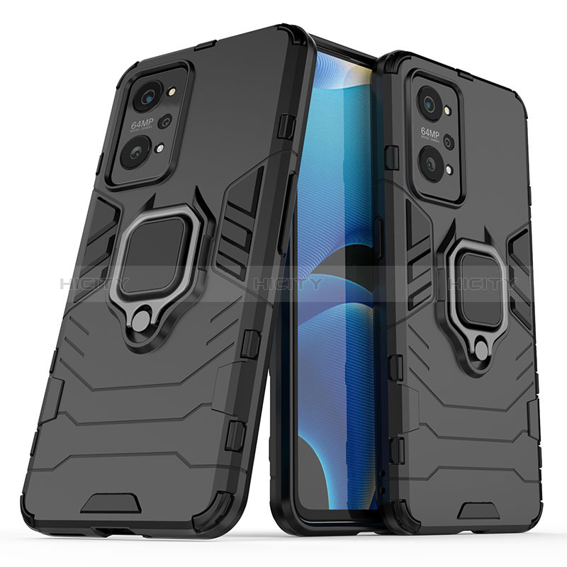 Funda Bumper Silicona y Plastico Mate Carcasa con Magnetico Anillo de dedo Soporte para Realme Q5 Pro 5G