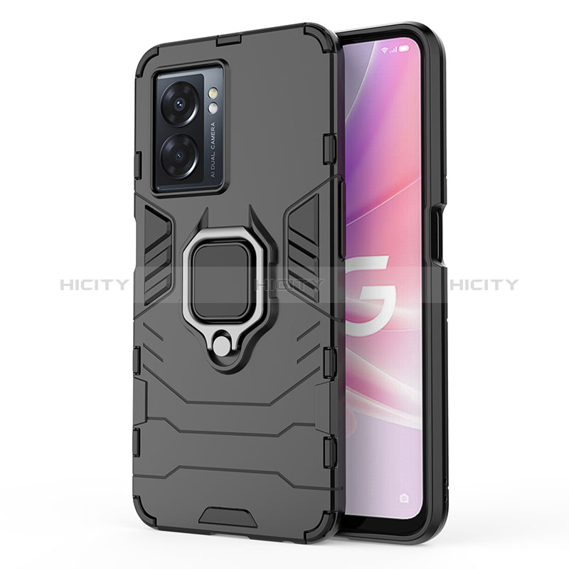 Funda Bumper Silicona y Plastico Mate Carcasa con Magnetico Anillo de dedo Soporte para Realme Q5i 5G