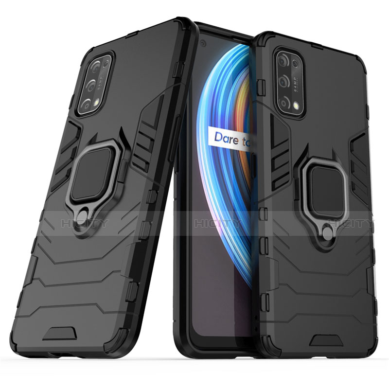 Funda Bumper Silicona y Plastico Mate Carcasa con Magnetico Anillo de dedo Soporte para Realme V15 5G