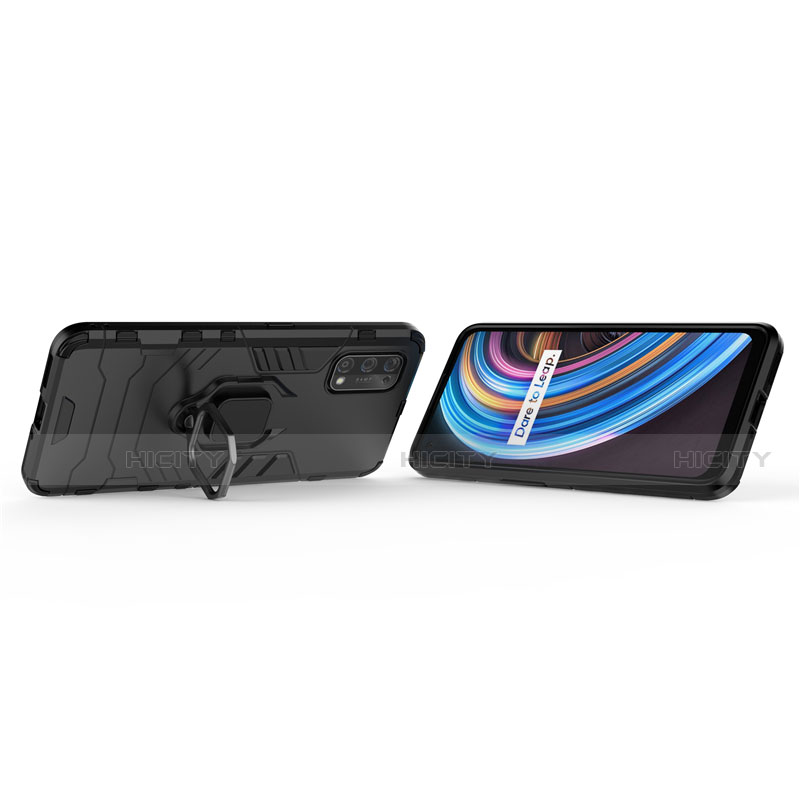 Funda Bumper Silicona y Plastico Mate Carcasa con Magnetico Anillo de dedo Soporte para Realme V15 5G