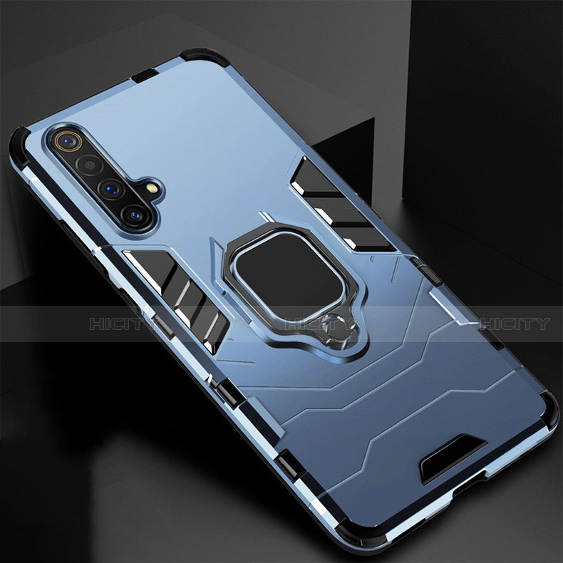 Funda Bumper Silicona y Plastico Mate Carcasa con Magnetico Anillo de dedo Soporte para Realme X3 Azul