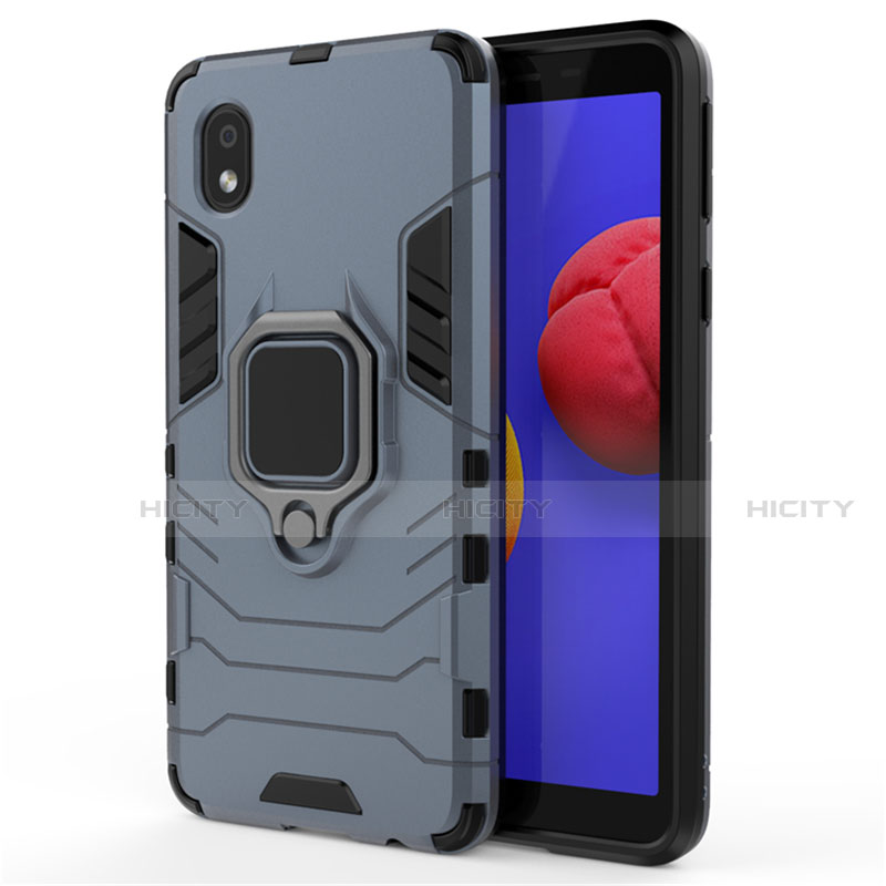 Funda Bumper Silicona y Plastico Mate Carcasa con Magnetico Anillo de dedo Soporte para Samsung Galaxy A01 Core