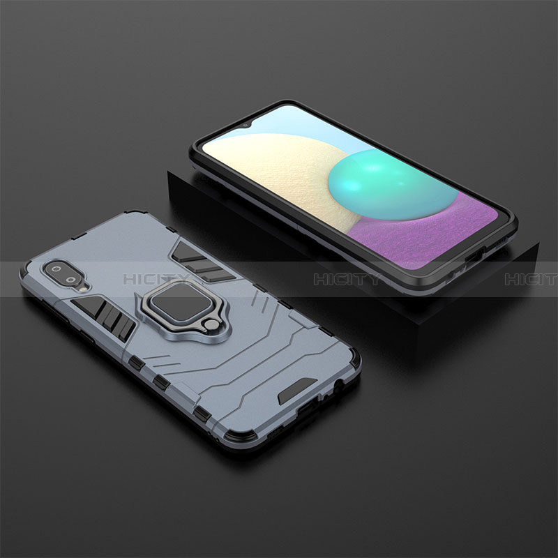 Funda Bumper Silicona y Plastico Mate Carcasa con Magnetico Anillo de dedo Soporte para Samsung Galaxy A02