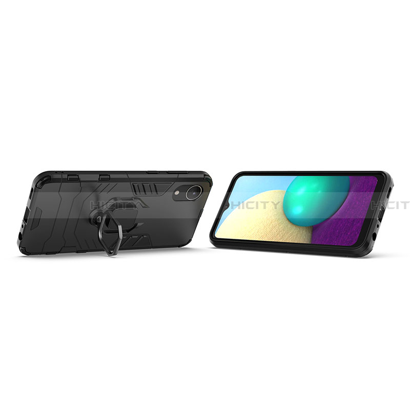 Funda Bumper Silicona y Plastico Mate Carcasa con Magnetico Anillo de dedo Soporte para Samsung Galaxy A03 Core