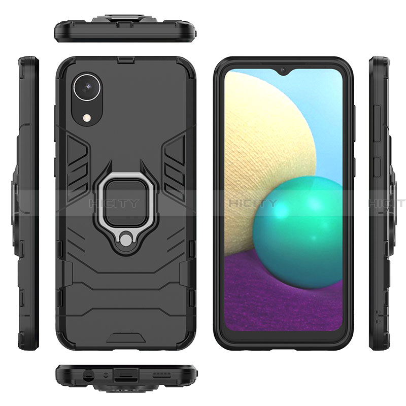 Funda Bumper Silicona y Plastico Mate Carcasa con Magnetico Anillo de dedo Soporte para Samsung Galaxy A03 Core