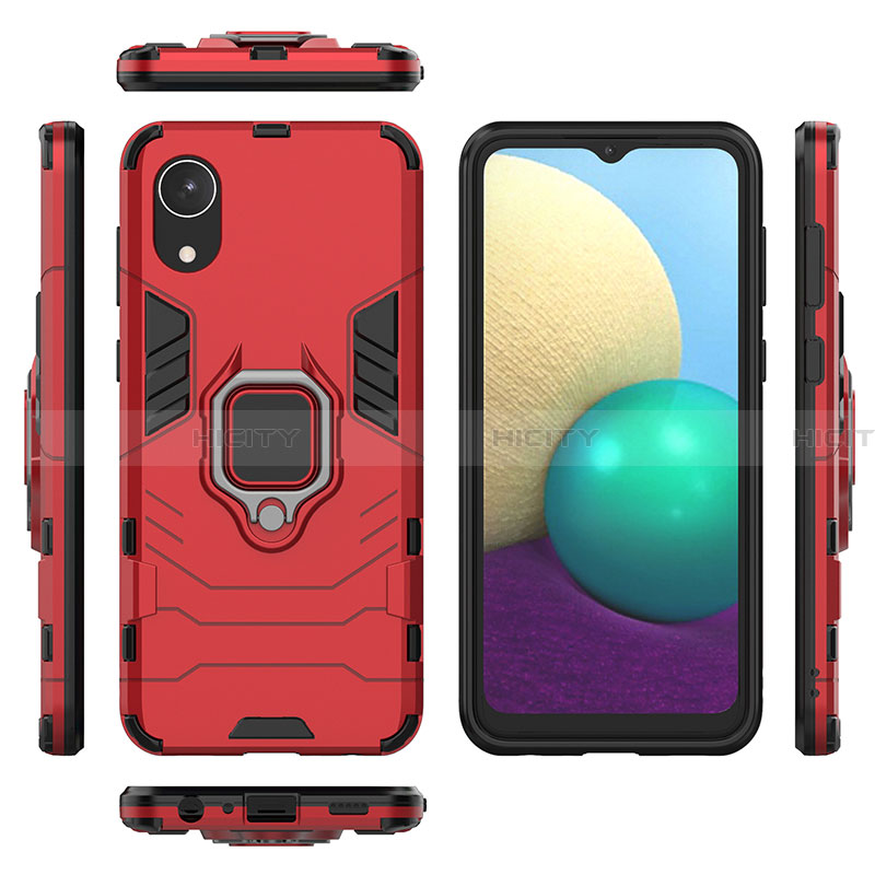 Funda Bumper Silicona y Plastico Mate Carcasa con Magnetico Anillo de dedo Soporte para Samsung Galaxy A03 Core