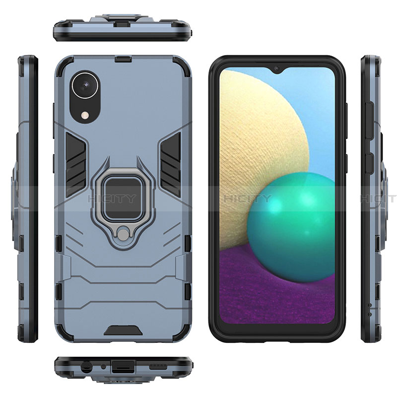 Funda Bumper Silicona y Plastico Mate Carcasa con Magnetico Anillo de dedo Soporte para Samsung Galaxy A03 Core