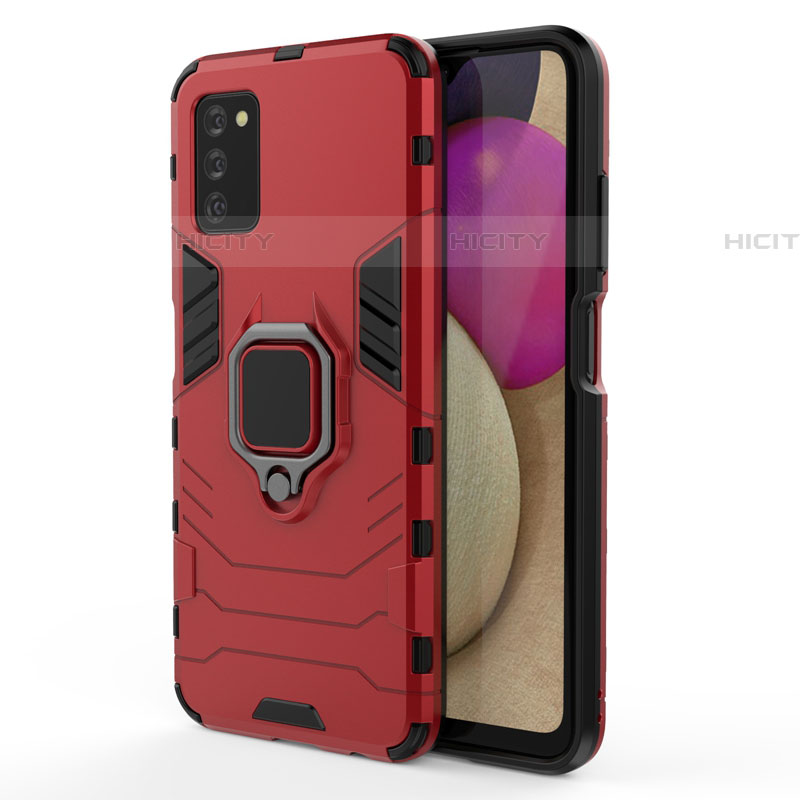 Funda Bumper Silicona y Plastico Mate Carcasa con Magnetico Anillo de dedo Soporte para Samsung Galaxy A03s