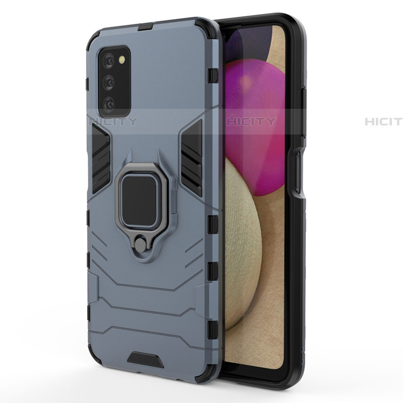 Funda Bumper Silicona y Plastico Mate Carcasa con Magnetico Anillo de dedo Soporte para Samsung Galaxy A03s