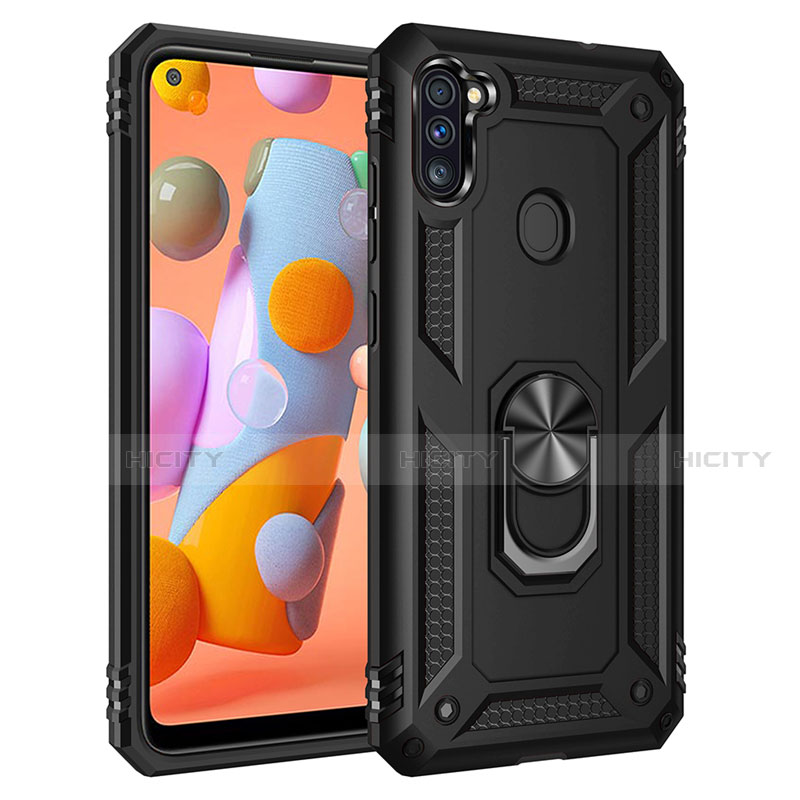 Funda Bumper Silicona y Plastico Mate Carcasa con Magnetico Anillo de dedo Soporte para Samsung Galaxy A11