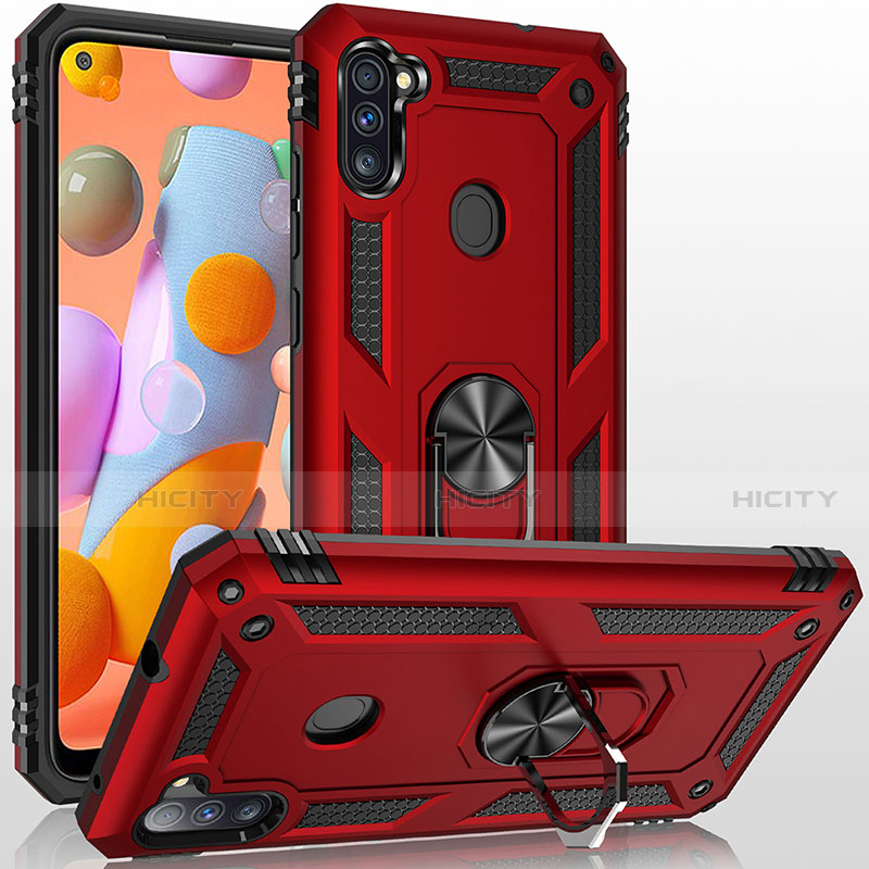 Funda Bumper Silicona y Plastico Mate Carcasa con Magnetico Anillo de dedo Soporte para Samsung Galaxy A11