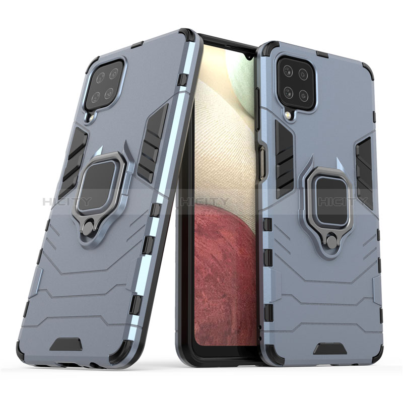 Funda Bumper Silicona y Plastico Mate Carcasa con Magnetico Anillo de dedo Soporte para Samsung Galaxy A12 Nacho