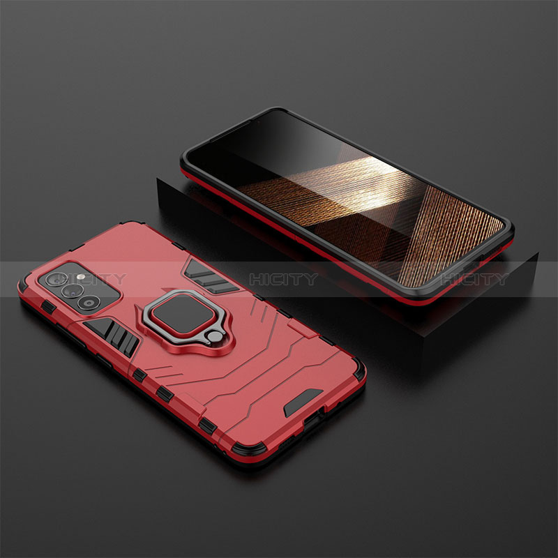 Funda Bumper Silicona y Plastico Mate Carcasa con Magnetico Anillo de dedo Soporte para Samsung Galaxy A15 4G Rojo