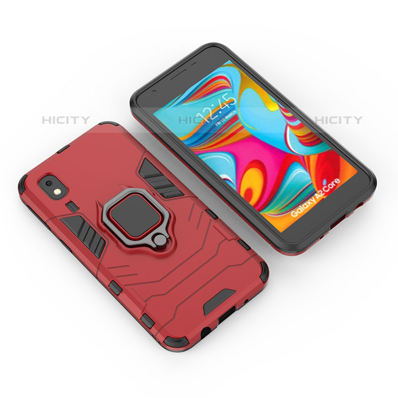 Funda Bumper Silicona y Plastico Mate Carcasa con Magnetico Anillo de dedo Soporte para Samsung Galaxy A2 Core A260F A260G