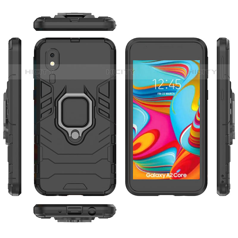 Funda Bumper Silicona y Plastico Mate Carcasa con Magnetico Anillo de dedo Soporte para Samsung Galaxy A2 Core A260F A260G