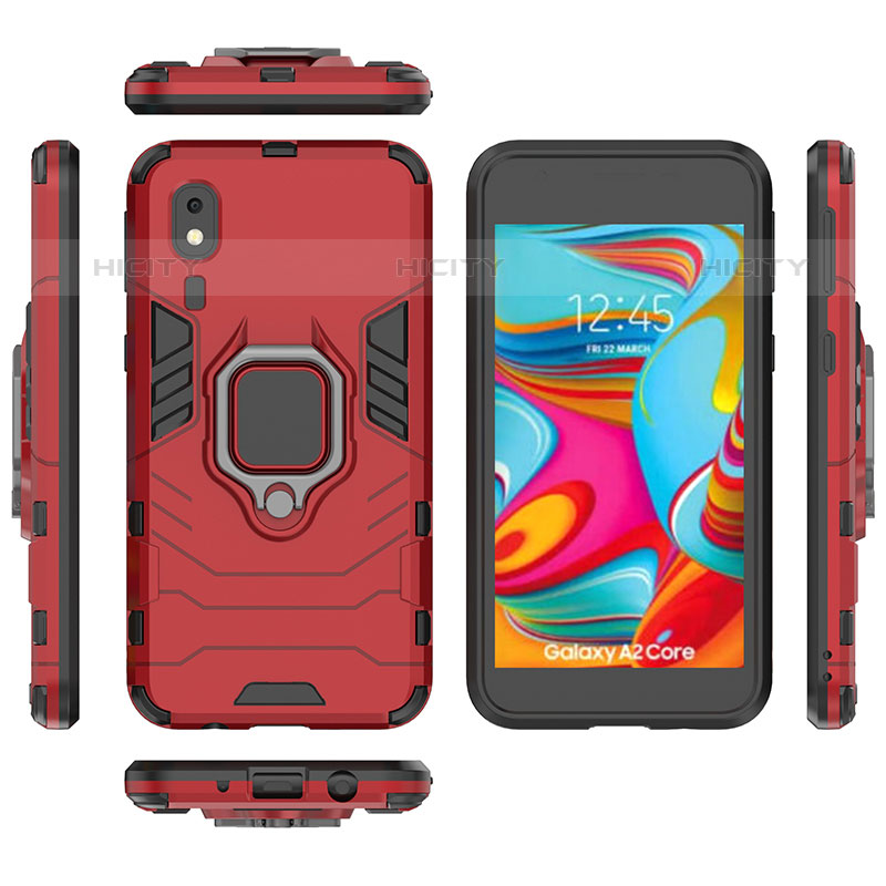 Funda Bumper Silicona y Plastico Mate Carcasa con Magnetico Anillo de dedo Soporte para Samsung Galaxy A2 Core A260F A260G