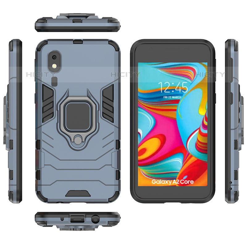 Funda Bumper Silicona y Plastico Mate Carcasa con Magnetico Anillo de dedo Soporte para Samsung Galaxy A2 Core A260F A260G