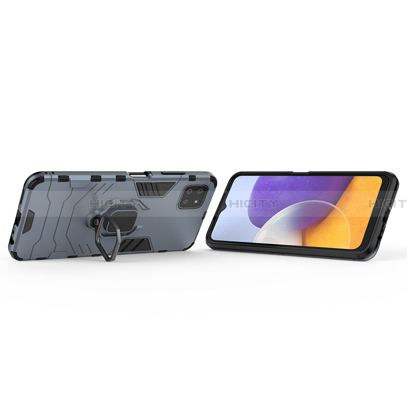 Funda Bumper Silicona y Plastico Mate Carcasa con Magnetico Anillo de dedo Soporte para Samsung Galaxy A22 5G