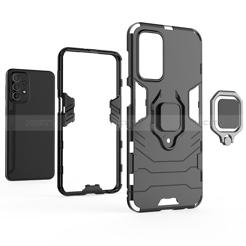 Funda Bumper Silicona y Plastico Mate Carcasa con Magnetico Anillo de dedo Soporte para Samsung Galaxy A23 5G