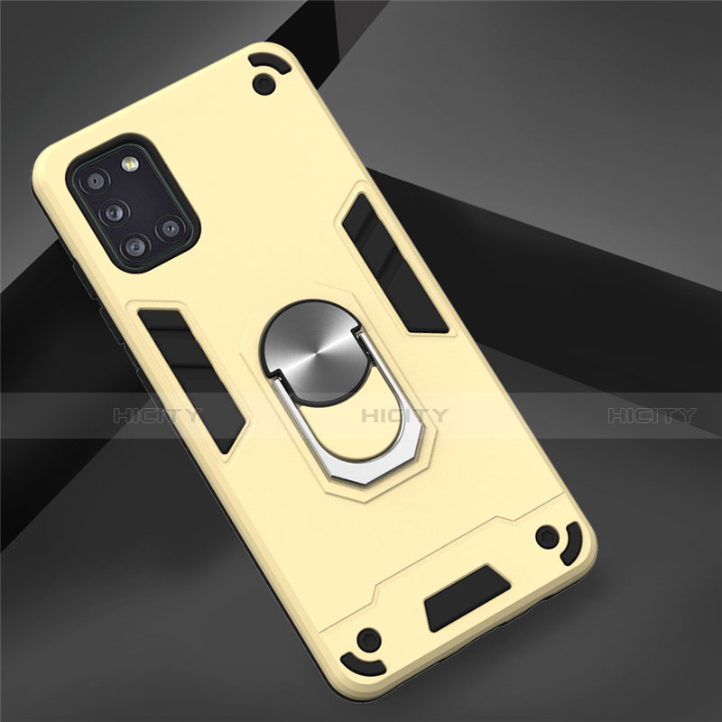 Funda Bumper Silicona y Plastico Mate Carcasa con Magnetico Anillo de dedo Soporte para Samsung Galaxy A31