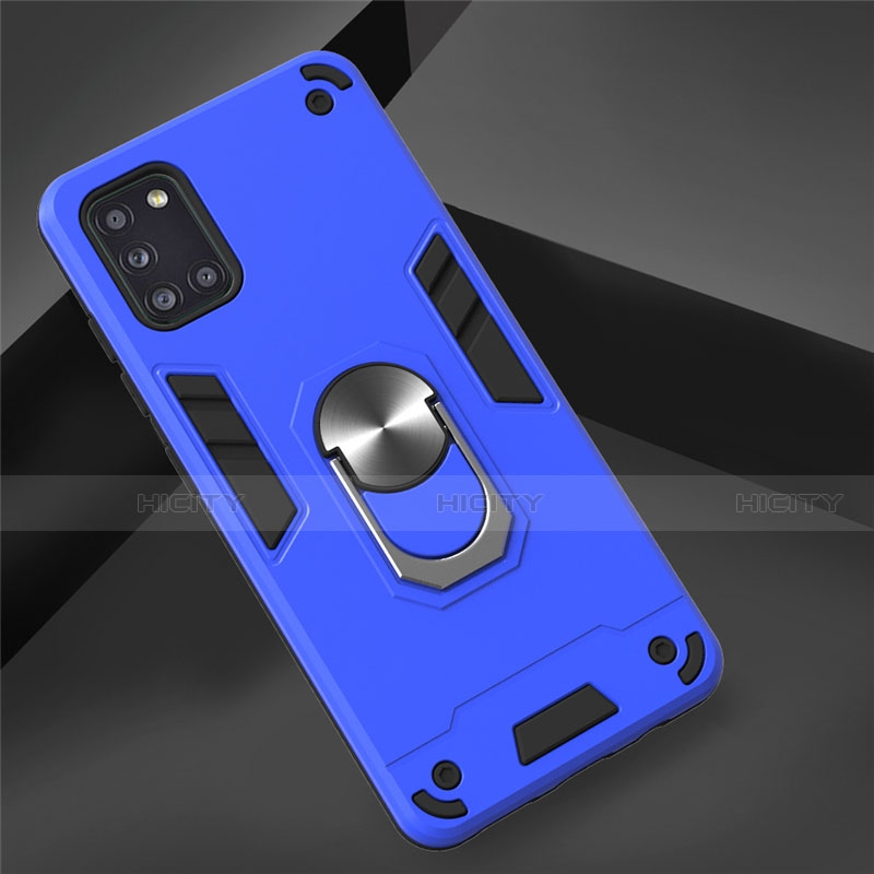 Funda Bumper Silicona y Plastico Mate Carcasa con Magnetico Anillo de dedo Soporte para Samsung Galaxy A31