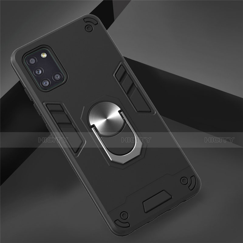 Funda Bumper Silicona y Plastico Mate Carcasa con Magnetico Anillo de dedo Soporte para Samsung Galaxy A31