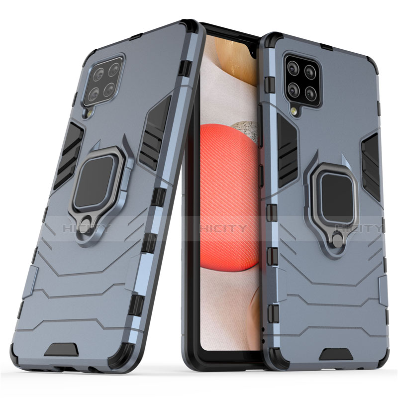 Funda Bumper Silicona y Plastico Mate Carcasa con Magnetico Anillo de dedo Soporte para Samsung Galaxy A42 5G