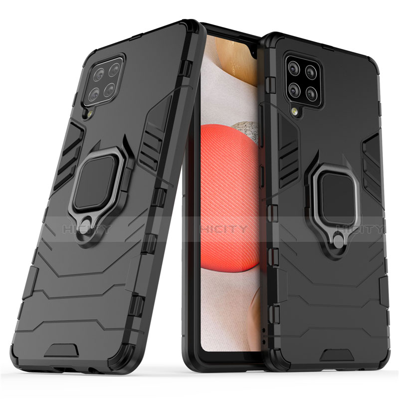 Funda Bumper Silicona y Plastico Mate Carcasa con Magnetico Anillo de dedo Soporte para Samsung Galaxy A42 5G