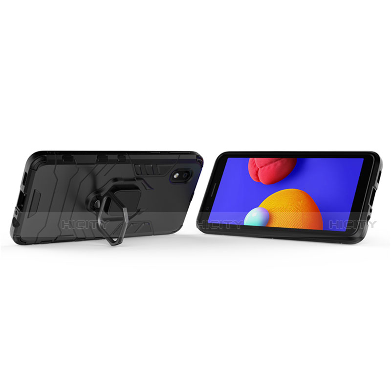 Funda Bumper Silicona y Plastico Mate Carcasa con Magnetico Anillo de dedo Soporte para Samsung Galaxy M01 Core