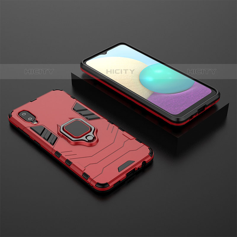 Funda Bumper Silicona y Plastico Mate Carcasa con Magnetico Anillo de dedo Soporte para Samsung Galaxy M02