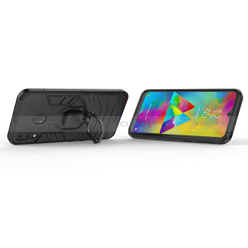 Funda Bumper Silicona y Plastico Mate Carcasa con Magnetico Anillo de dedo Soporte para Samsung Galaxy M20