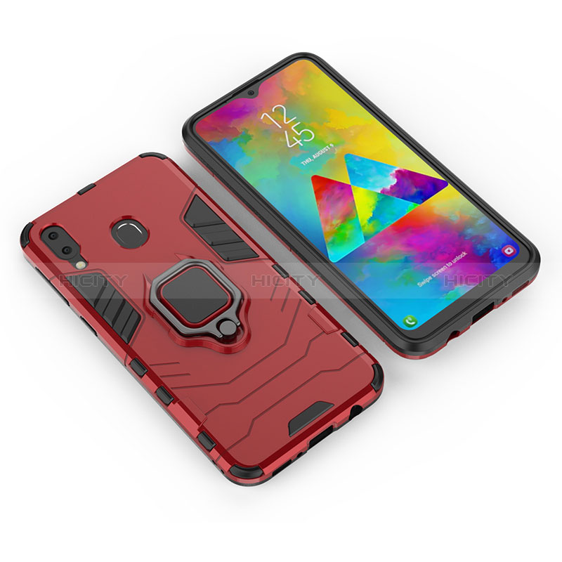 Funda Bumper Silicona y Plastico Mate Carcasa con Magnetico Anillo de dedo Soporte para Samsung Galaxy M20