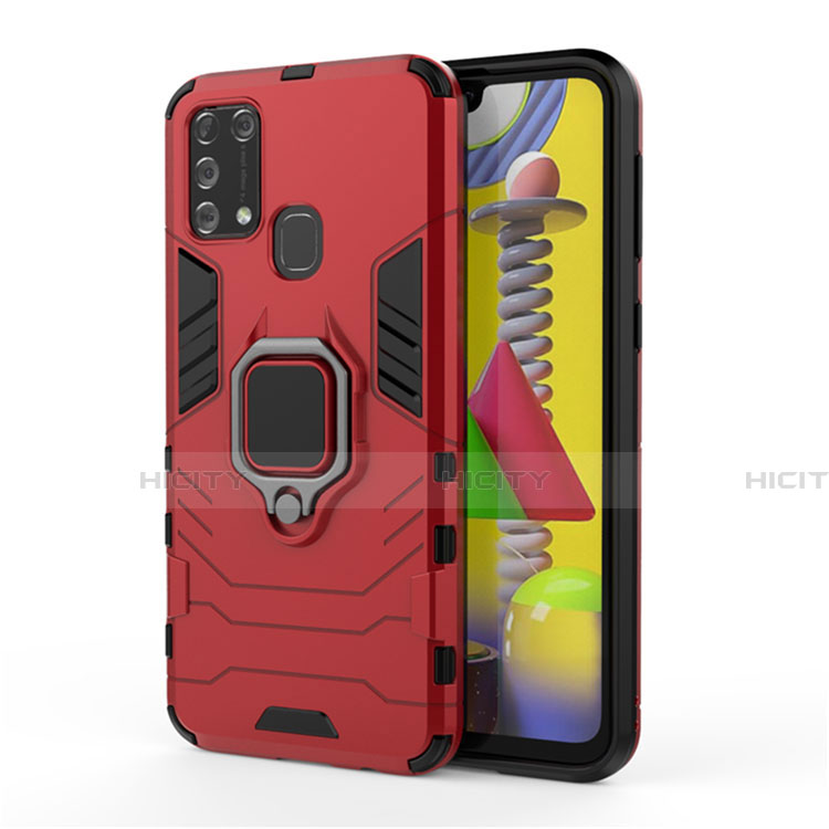 Funda Bumper Silicona y Plastico Mate Carcasa con Magnetico Anillo de dedo Soporte para Samsung Galaxy M21s