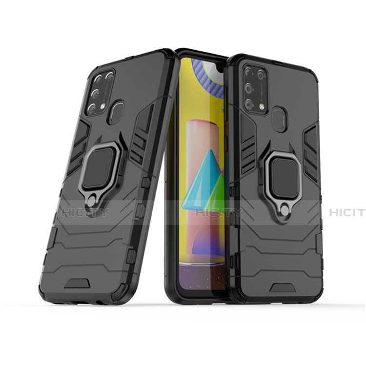 Funda Bumper Silicona y Plastico Mate Carcasa con Magnetico Anillo de dedo Soporte para Samsung Galaxy M31