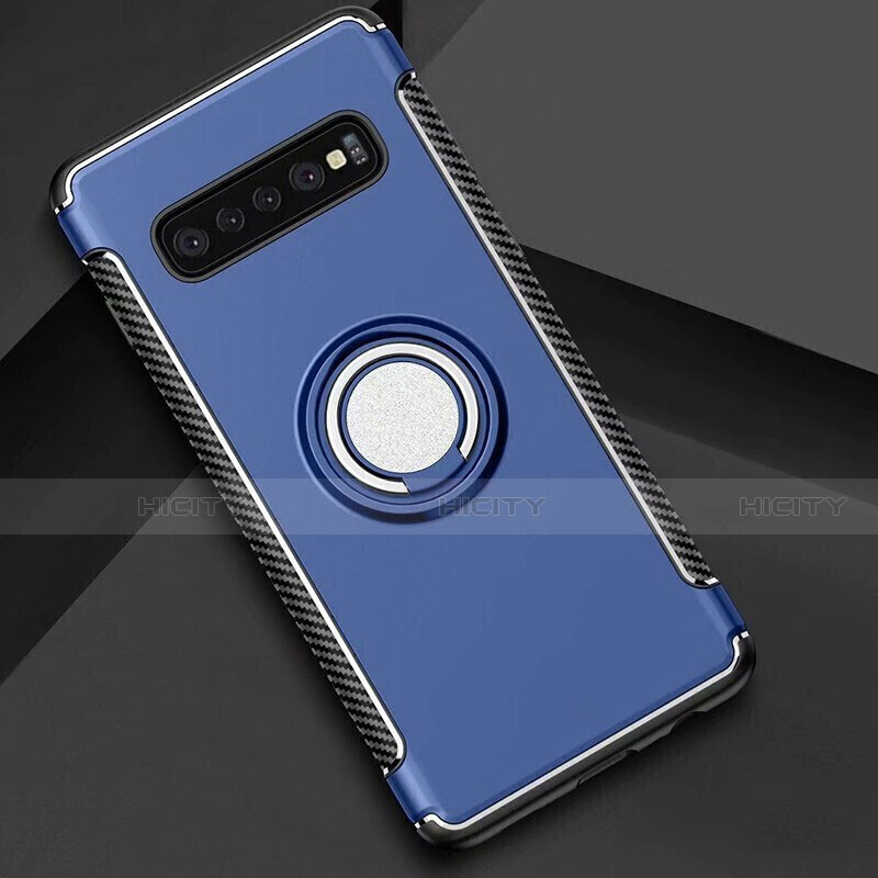 Funda Bumper Silicona y Plastico Mate Carcasa con Magnetico Anillo de dedo Soporte para Samsung Galaxy S10