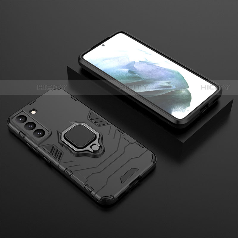 Funda Bumper Silicona y Plastico Mate Carcasa con Magnetico Anillo de dedo Soporte para Samsung Galaxy S21 Plus 5G