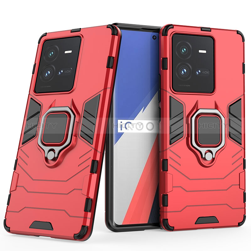 Funda Bumper Silicona y Plastico Mate Carcasa con Magnetico Anillo de dedo Soporte para Vivo iQOO 10 Pro 5G