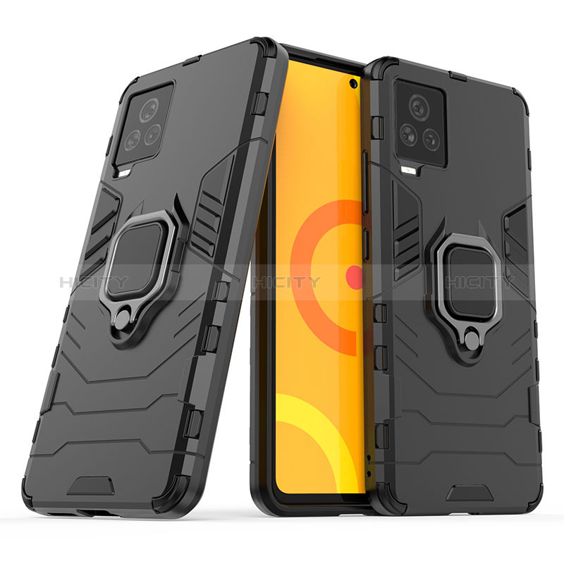 Funda Bumper Silicona y Plastico Mate Carcasa con Magnetico Anillo de dedo Soporte para Vivo iQOO 7 Legend 5G