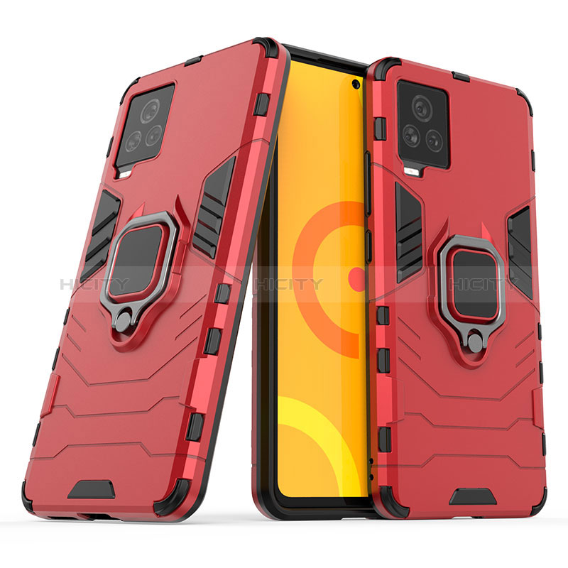 Funda Bumper Silicona y Plastico Mate Carcasa con Magnetico Anillo de dedo Soporte para Vivo iQOO 7 Legend 5G