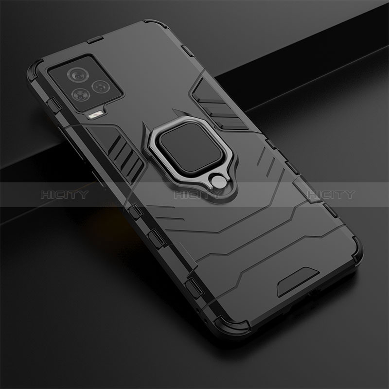 Funda Bumper Silicona y Plastico Mate Carcasa con Magnetico Anillo de dedo Soporte para Vivo iQOO 7 Legend 5G