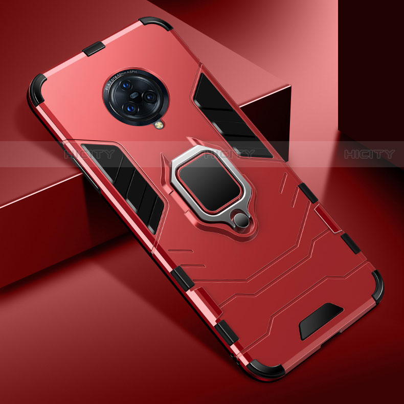 Funda Bumper Silicona y Plastico Mate Carcasa con Magnetico Anillo de dedo Soporte para Vivo Nex 3S Rojo