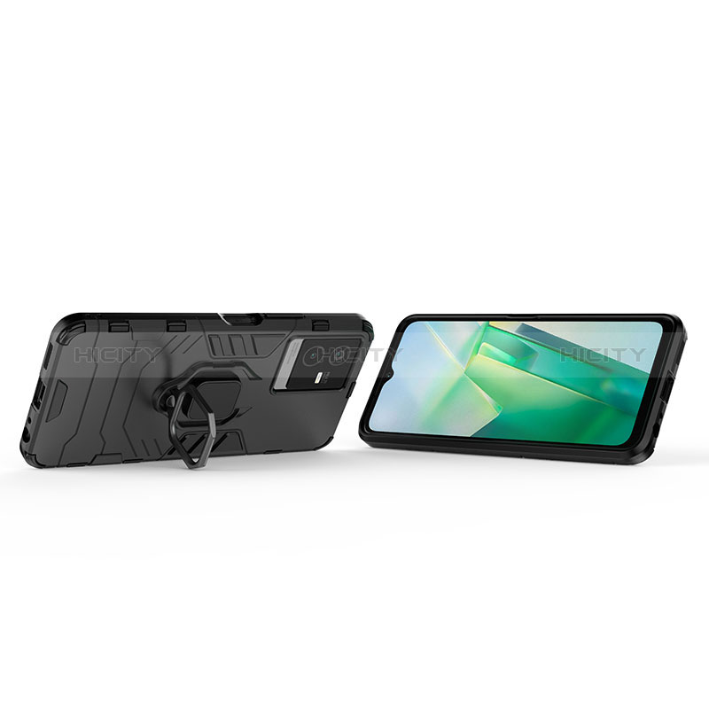 Funda Bumper Silicona y Plastico Mate Carcasa con Magnetico Anillo de dedo Soporte para Vivo T2x 5G